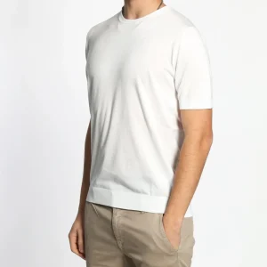 T-shirt M/M dritta in cotone fiammata bianca | MASQ
