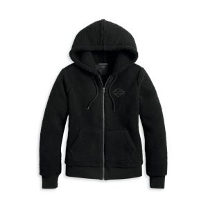 Felpa con zip e cappuccio da donna Harley-Davidson Enchanted Sherpa nera