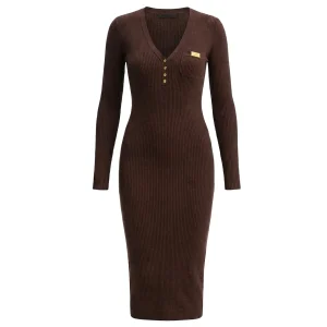 Abito Donna a micro-trecce con scollo a V