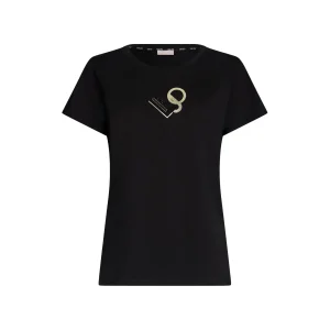 T-shirt Donna con stampa logo strass