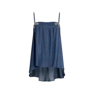 Top Donna in denim con spalline sottili