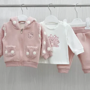 Completo da neonata con ricamo teddy
